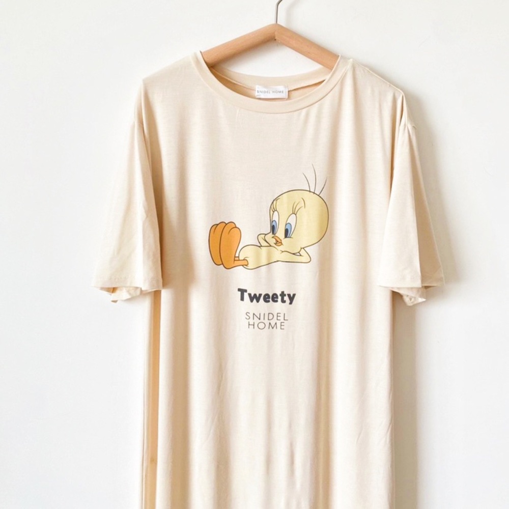 snidel home x looney tunes tweety bird pajama long dress lounge wear
